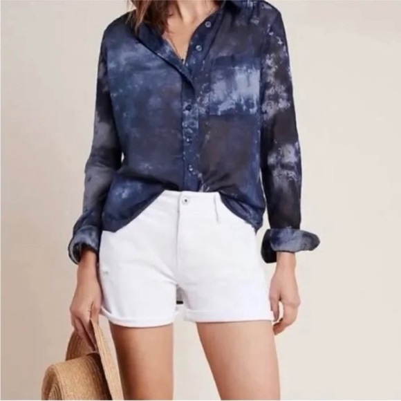 Anthropologie Pilcro and the Letterpress Stet Fit White Denim Shorts 27 - Picture 3 of 8